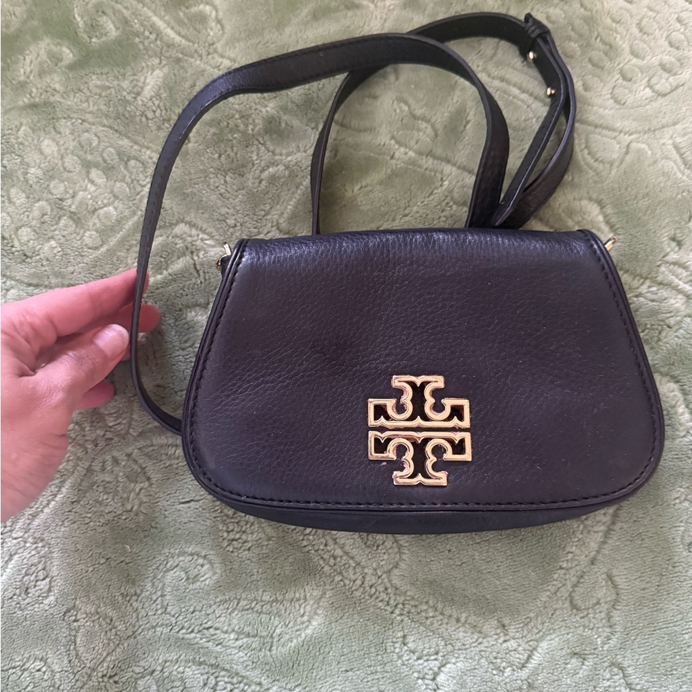 Tory Burch Black Crossbody Bag with Gold Logo